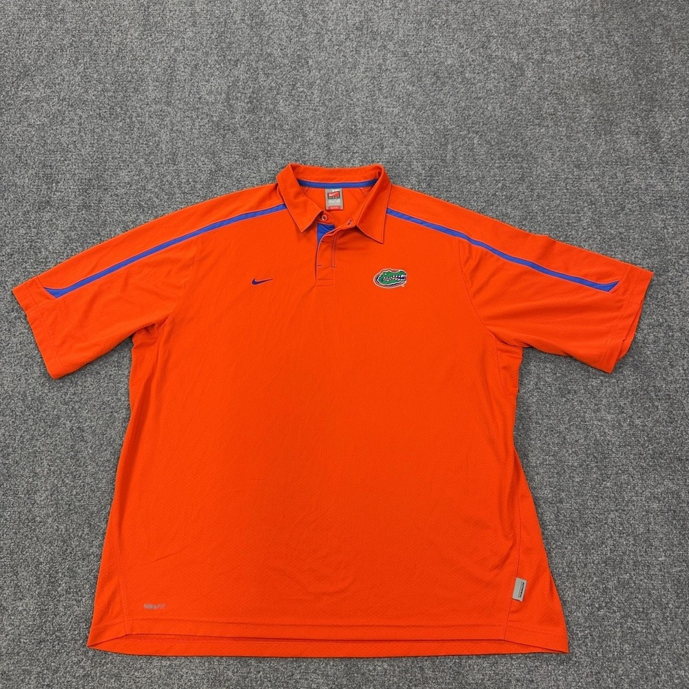 VTG Florida Gators Polo Shirt Mens 2XL Orange NCAA Football NikeFIT Dry Golf Top